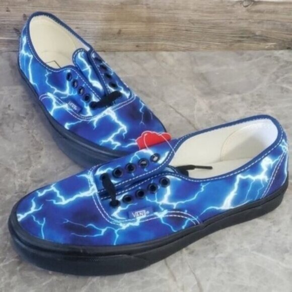 New‎ Vans Authentic Lightning Bolt Blue Skate Sneakers Festival Casual Shoes - Picture 2 of 8